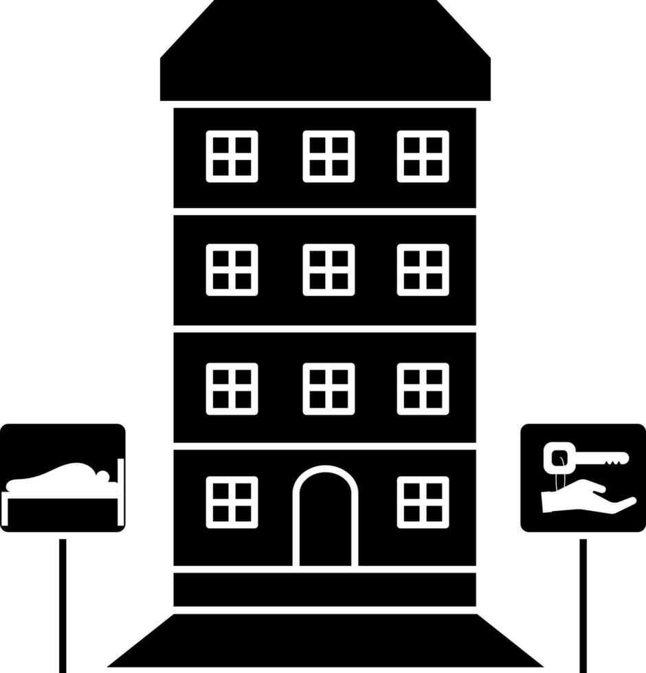 Hostal o hotel edificio icono vector