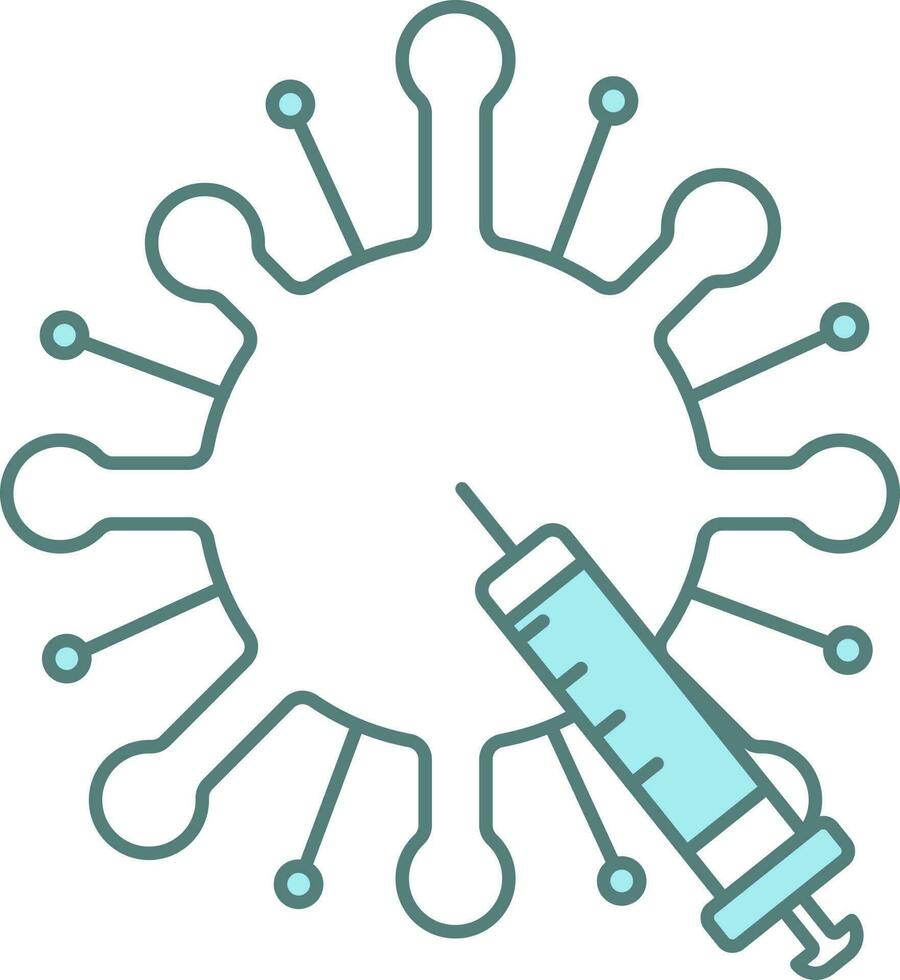 Syringe With Virus Icon In Blue And White Color. vector