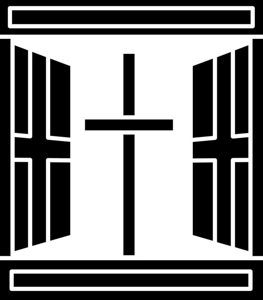 Open Window With Christian Cross Icon vector