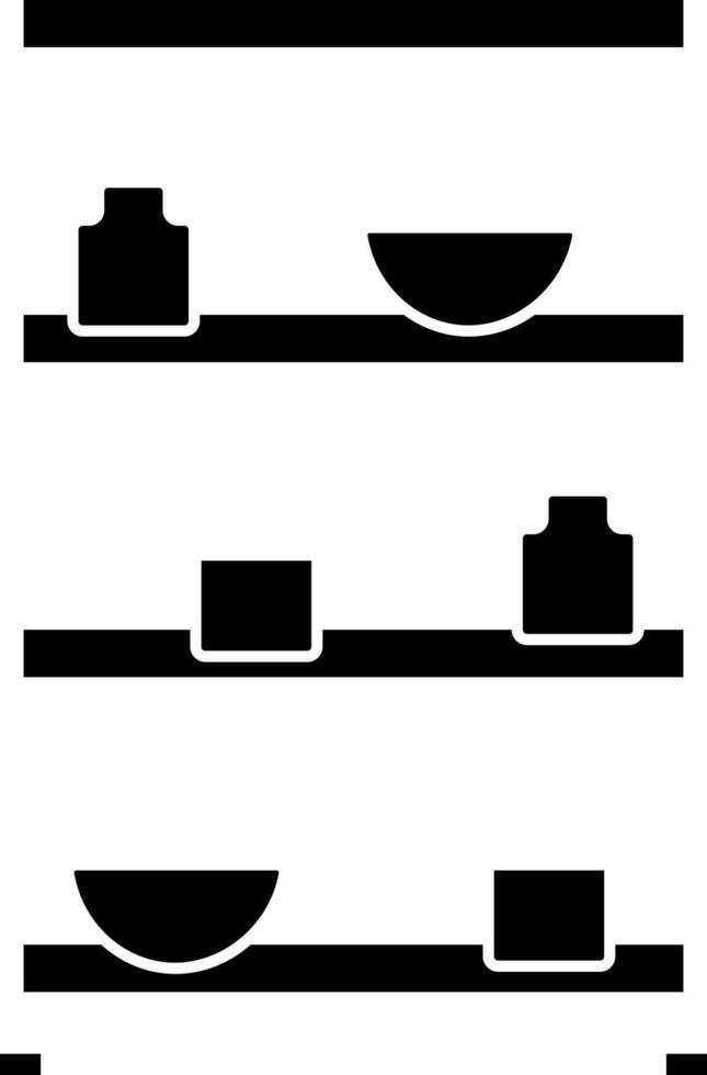 Utensil Shelves Icon In Glyph Style. vector