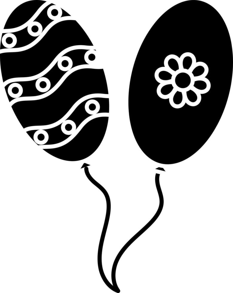 Glyph Style Two Printed Balloons Icon. vector