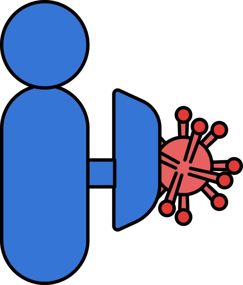 Human Virus Protect From Shield In Blue And Red Color. vector