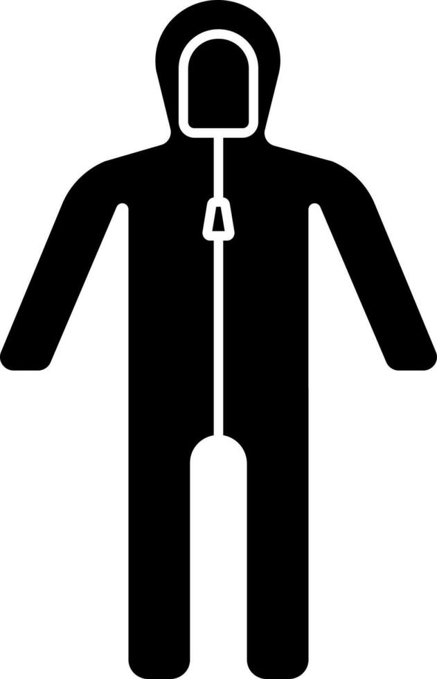 Flat Style PPE Suit Icon In Black Color. vector