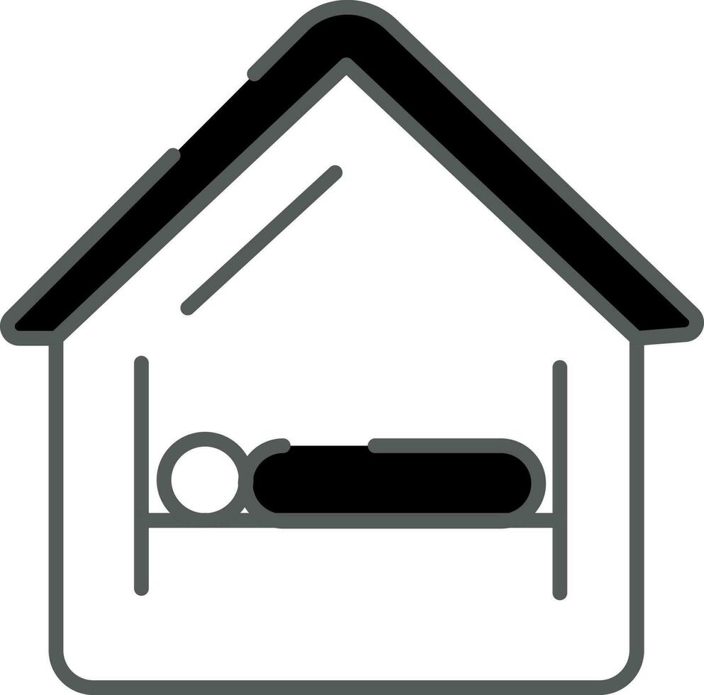 Home Isolation Icon In Black And White Color. vector