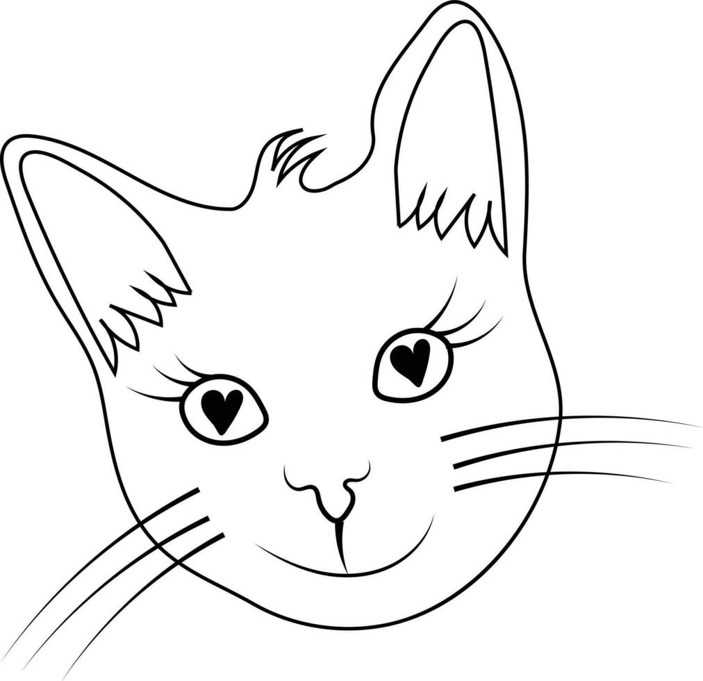 Hand drawn sketch doodle line illustration of a head of a cartoon cat vector
