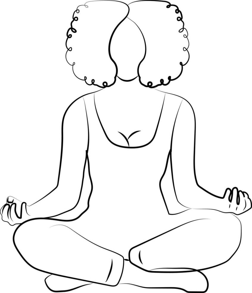 Hand drawn sketch doodle line illustration of a woman doing yoga vector