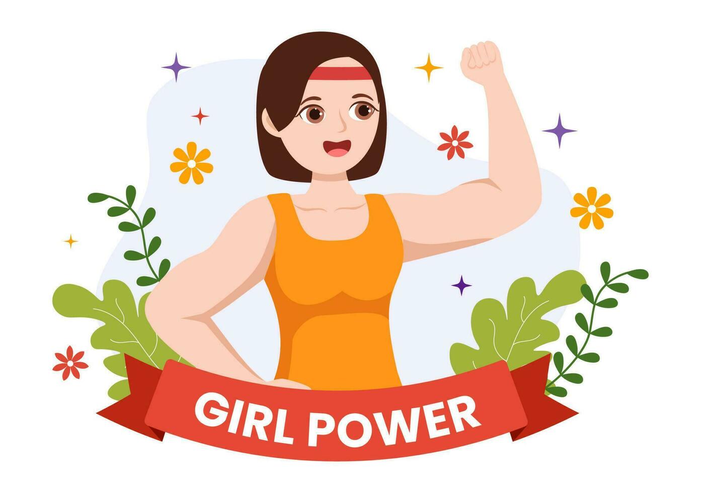Girl Power Vector Illustration to Show Women Can Also Be Stronger and Independent in Woman Rights and Diversity Flat Cartoon Hand Drawn Templates