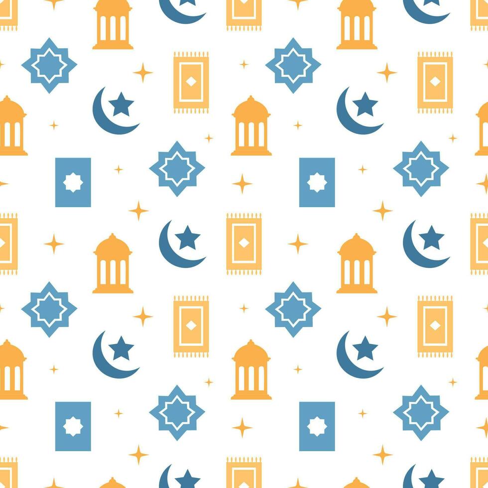 Happy Islamic New Year Seamless Pattern Design Flat Illustration with Muslims Elements in Template Hand Drawn vector