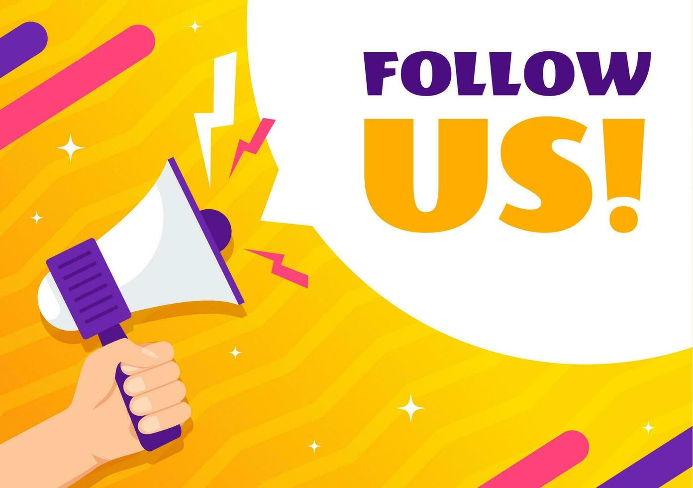 Follow Us and Like Vector Illustration for Internet Advertisement of a Social Media Users Following an Interesting Page in Hand Drawn Templates