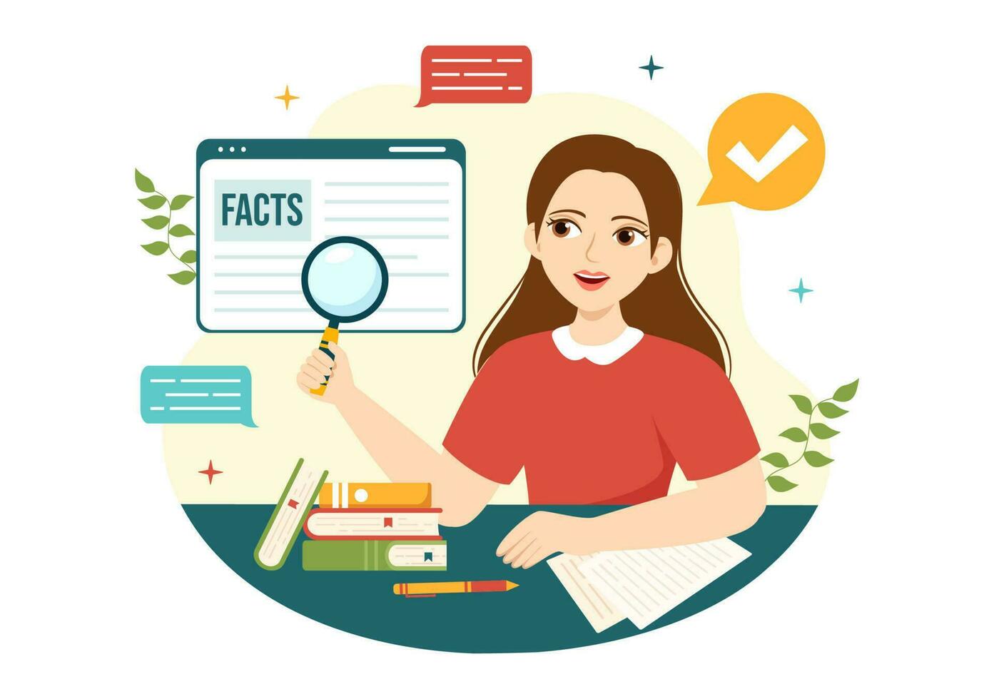 Fact Check Vector Illustration With Myths vs Facts News for Thorough Checking or Compare Evidence in Flat Cartoon Hand Drawn Landing Page Templates