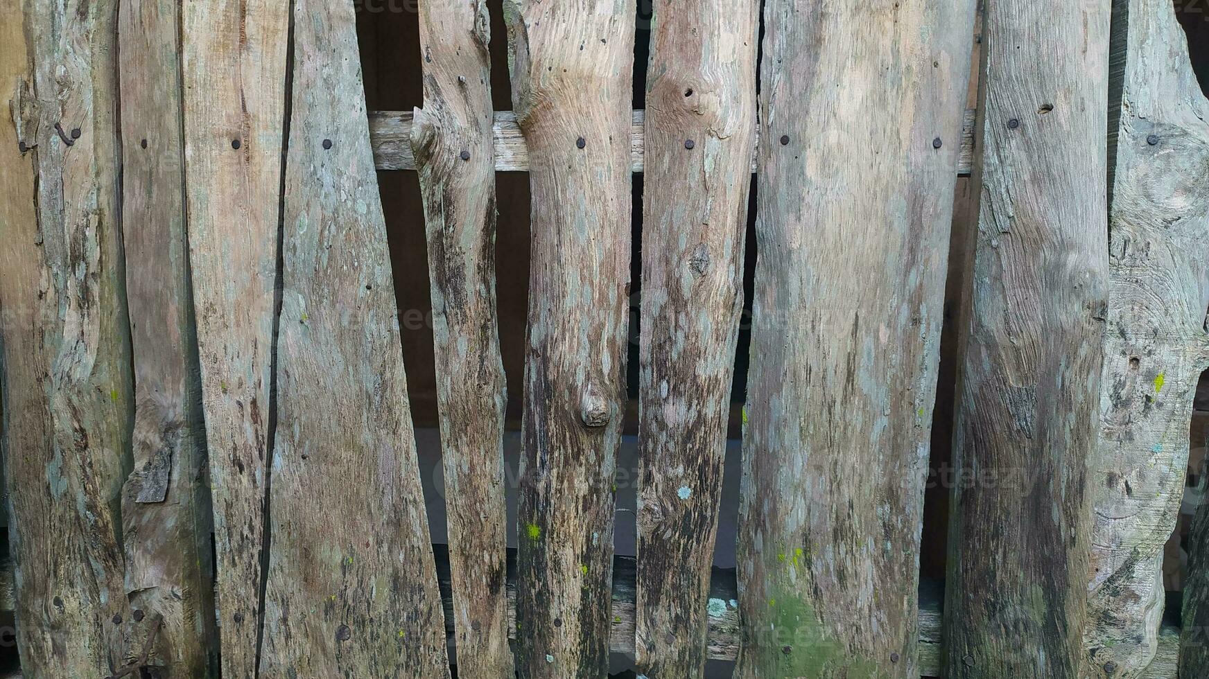 Traditional fence made of solid wood photo