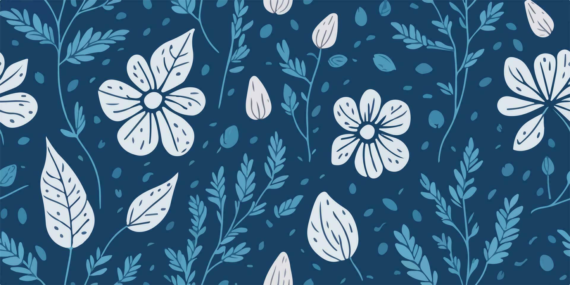 Nature's Sketchbook, Vector Illustration of Hand-Drawn Plant Patterns