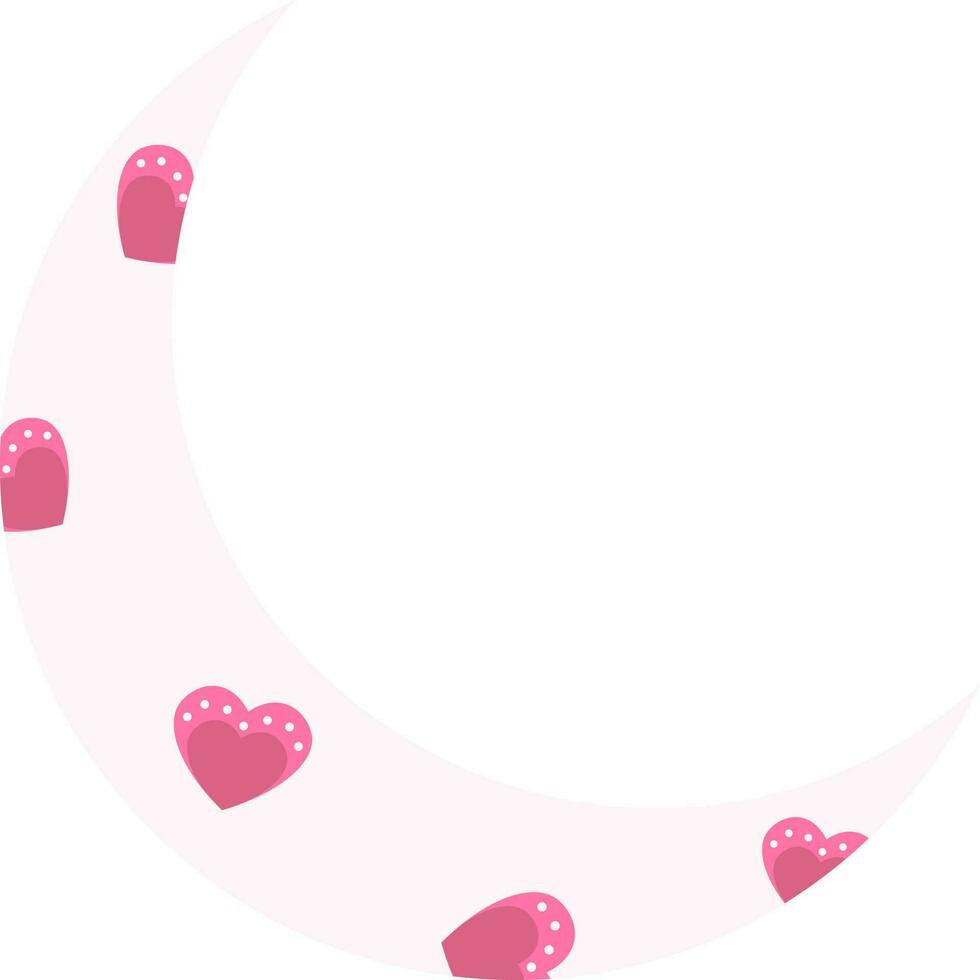 Heart Ornament Cresent Moon Pink Icon In Flat Style. vector