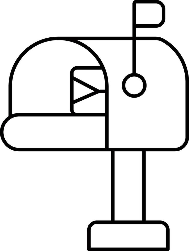 Black Stroke Illustration Of Mail Box Icon. vector