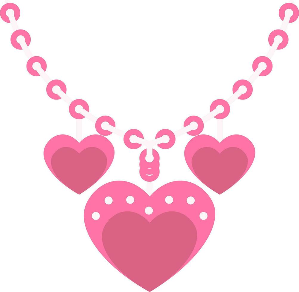 Heart Shaped Necklace Icon In Pink Color. vector