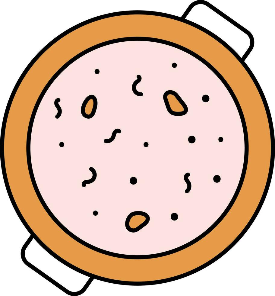 Pudding Wok Icon In Orange And Pink Color. vector