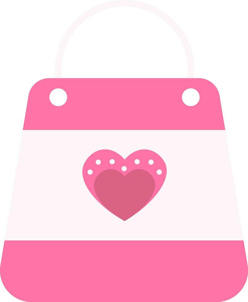 Heart Symbol On Shopping Bag Icon In Pink Color. vector