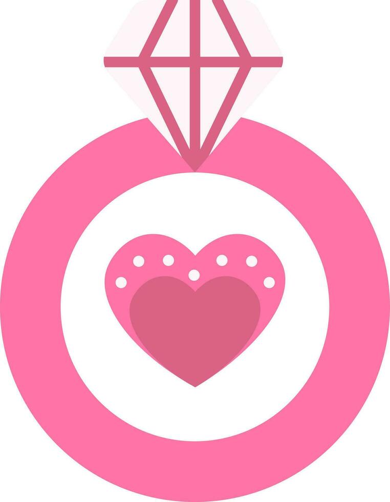 corazón dentro diamante anillo icono en rosado color. vector