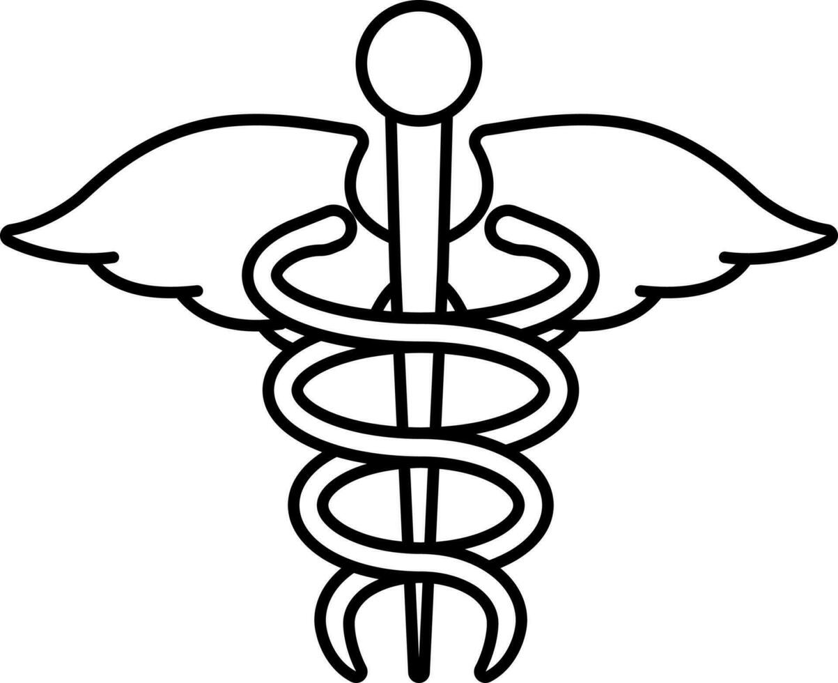 caduceo negro contorno icono. vector