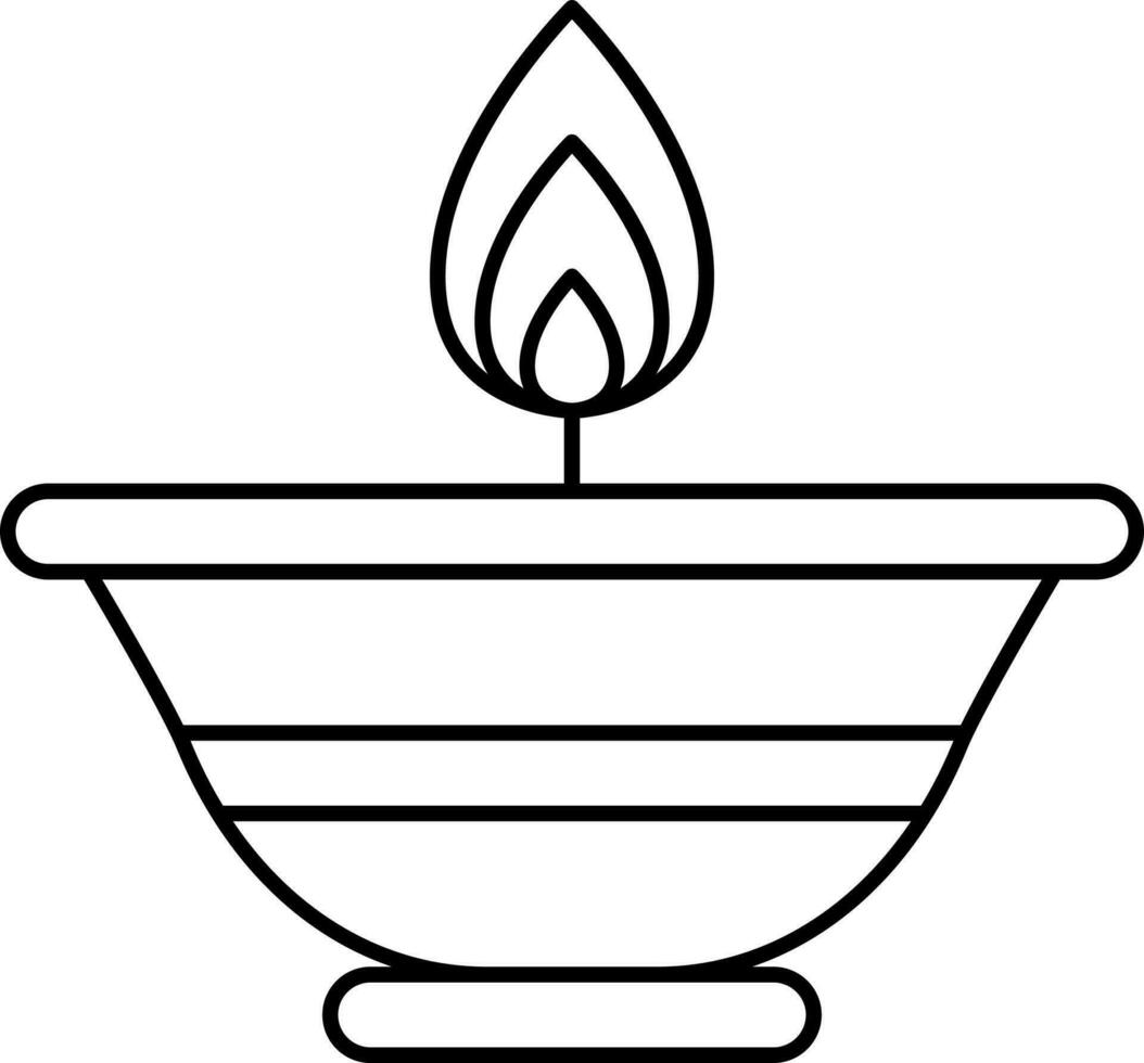 Burning Oil Lamp Line Art Icon. vector