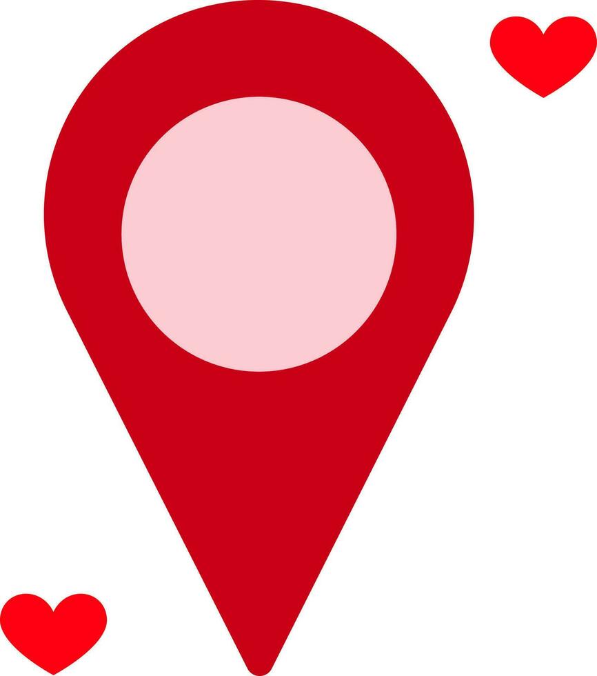 Love Location Map Point Icon In Red Color. vector