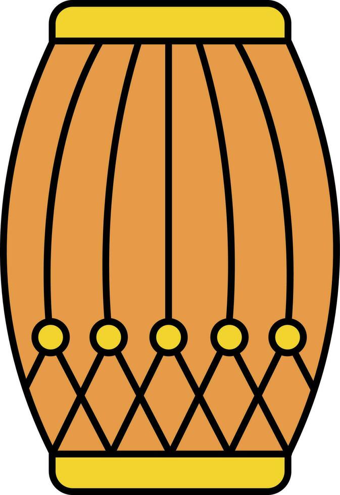 naranja y amarillo musical tambor icono. vector