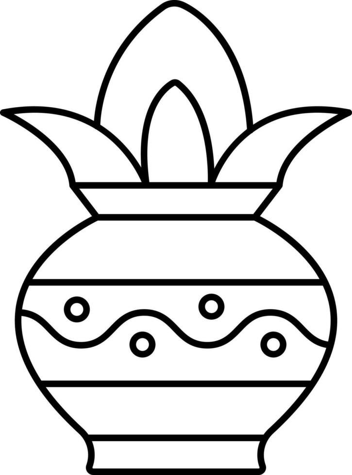 Isolated Worship Pot Icon In Black Outline. vector