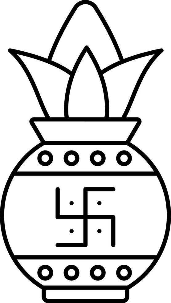 Isolated Worship Pot Icon In Black Outline. vector