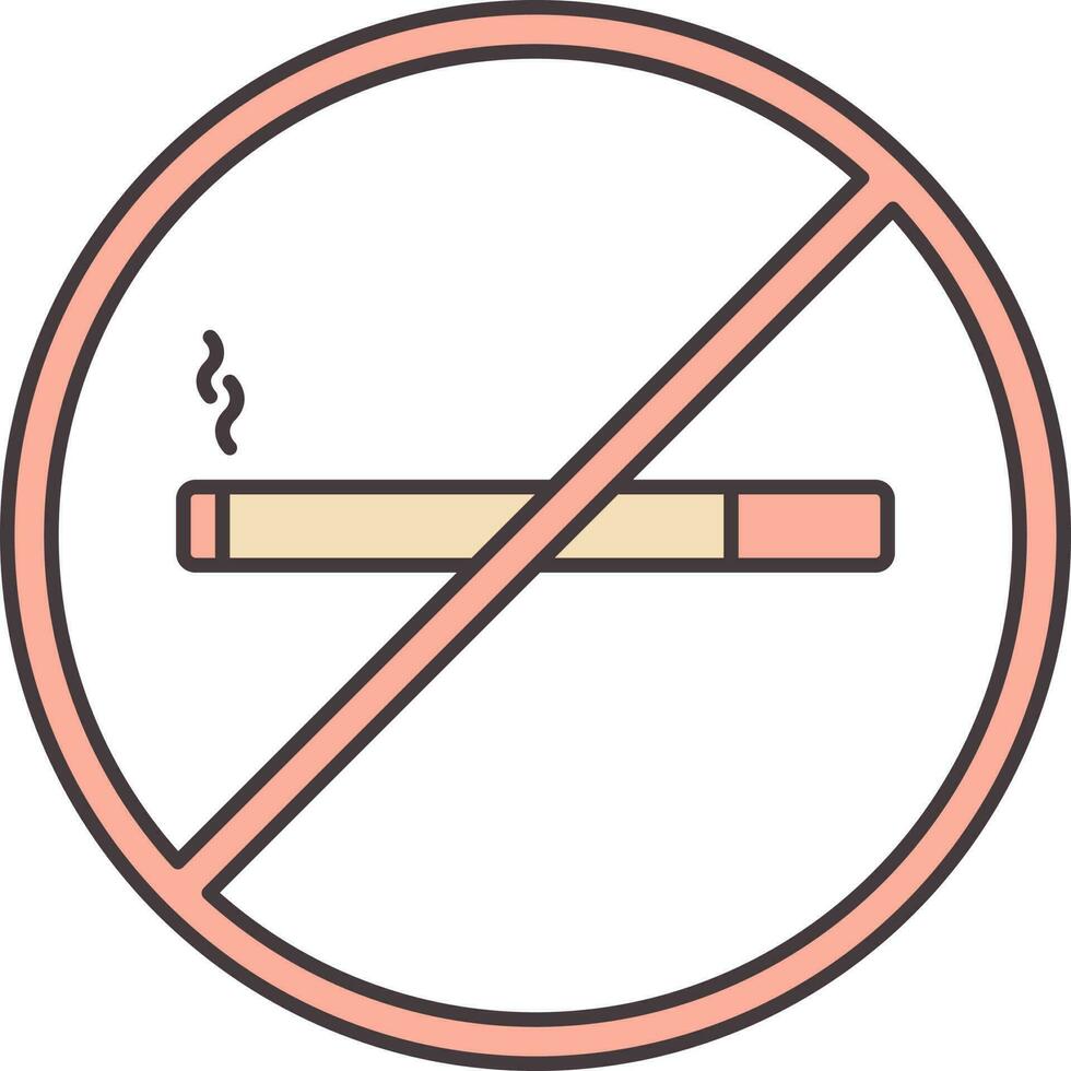 No Smoking Peach Icon In Flat Style. vector