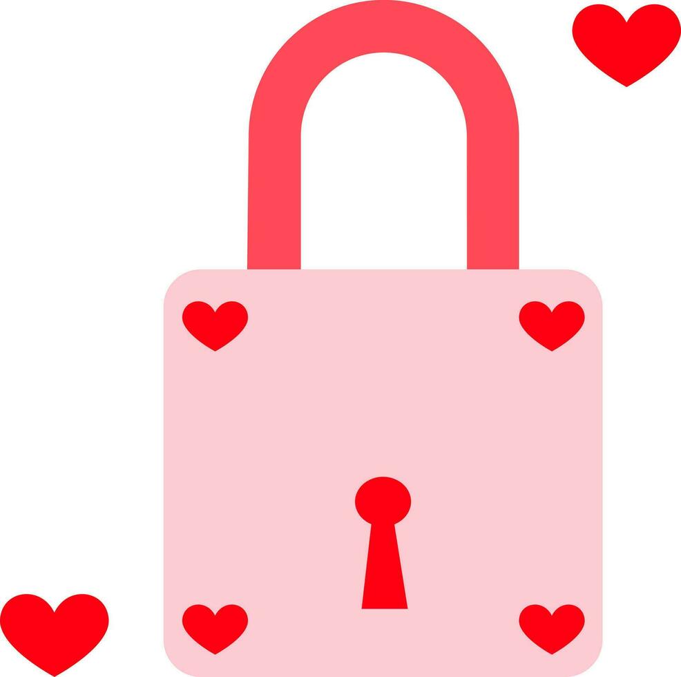 Isolated Love Lock Icon Or Symbol In Pink And Red Color. vector