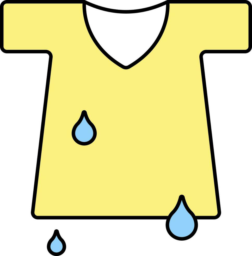 Yellow T-shirt And Falling Water Icon In Flat Style. vector