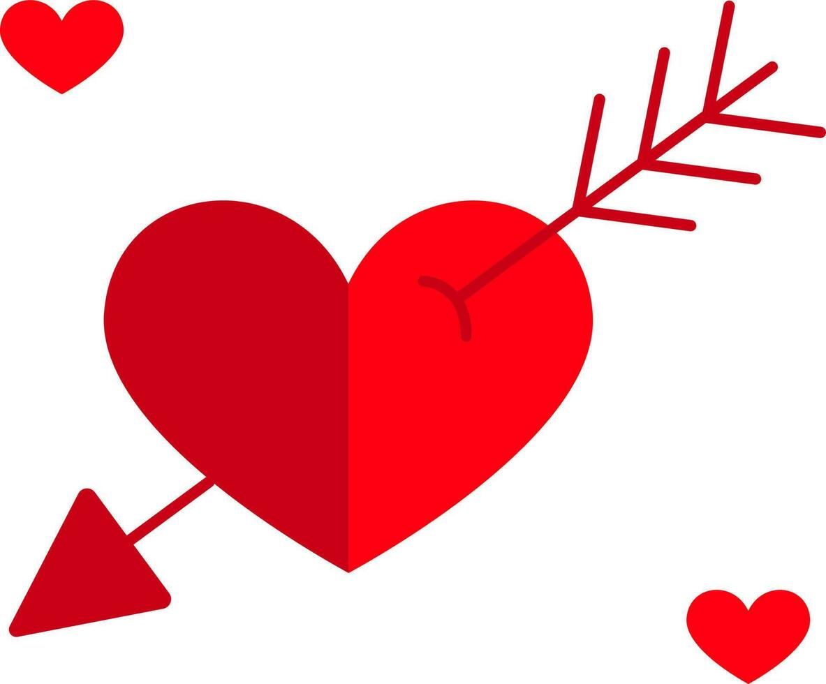 Flat Style Arrow Hit In the Heart Red Icon. vector