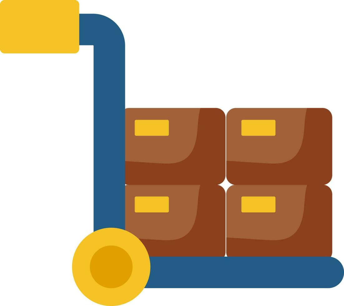 Carton Boxes On Trolley Colorful Icon. vector