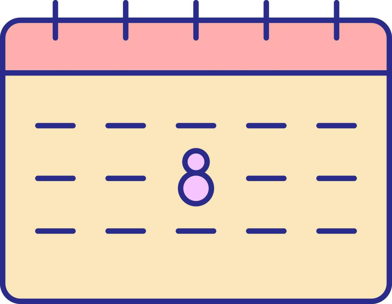 8th Date Calendar Icon In Pink And Yellow Color. vector