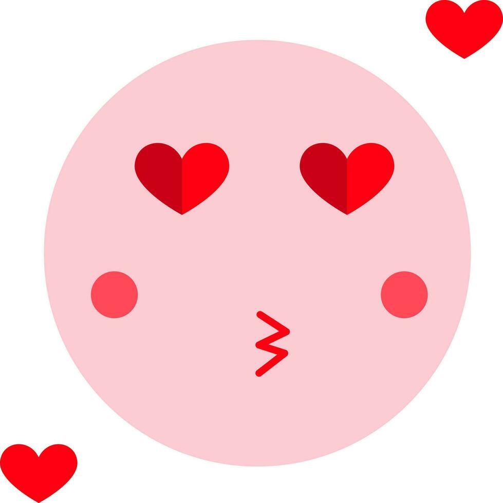 Heart Eye With Kissing Love Emoticon Face Pink And Red Icon. vector