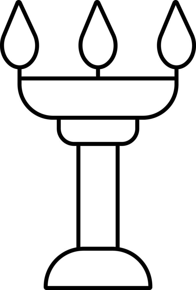 Burning Ancient Oil Lamp Stand Black Outline Icon. vector