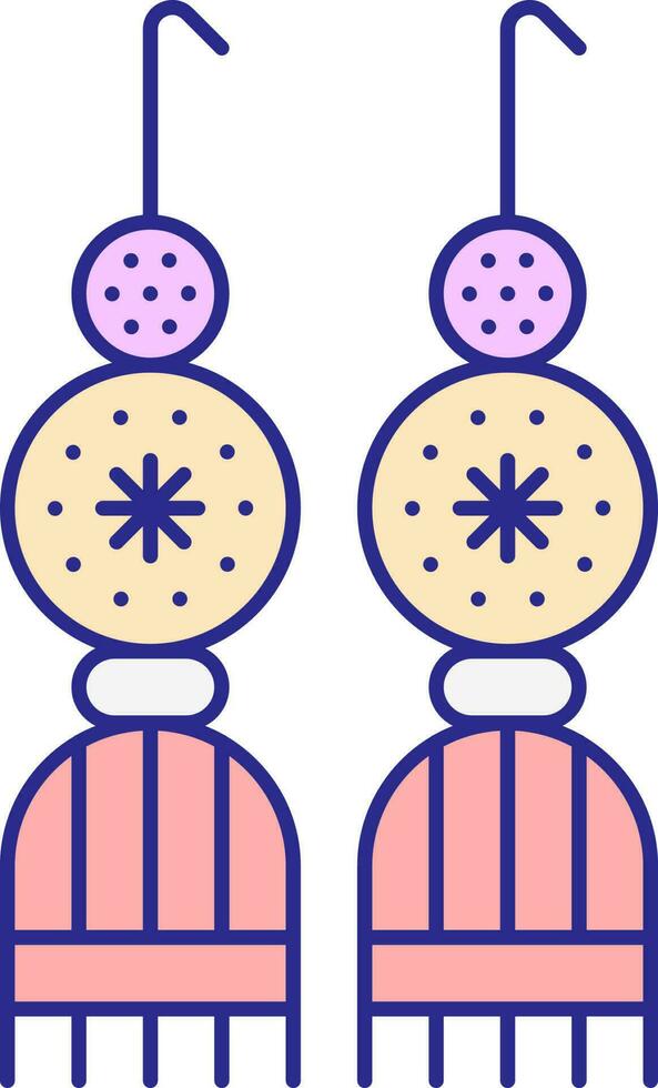 Flat Illustration Of Hanging Earrings Colorful Icon. vector