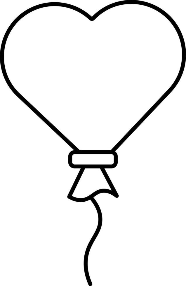 Heart Balloon Icon In Black Stroke. vector