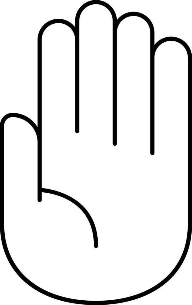 Stop Hand Icon In Black Thin Line Art. vector