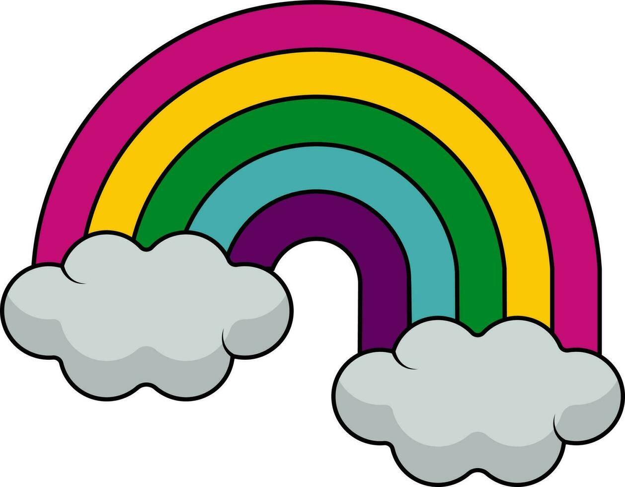 Flat Style Rainbow Cloud Colorful Icon. vector
