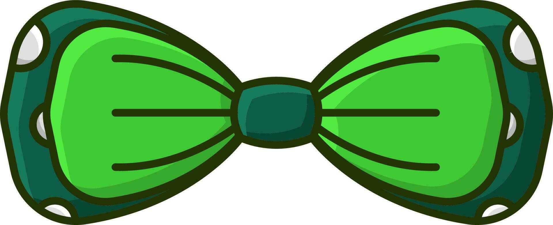 Isolated Tie Bow Icon In Green Color. vector