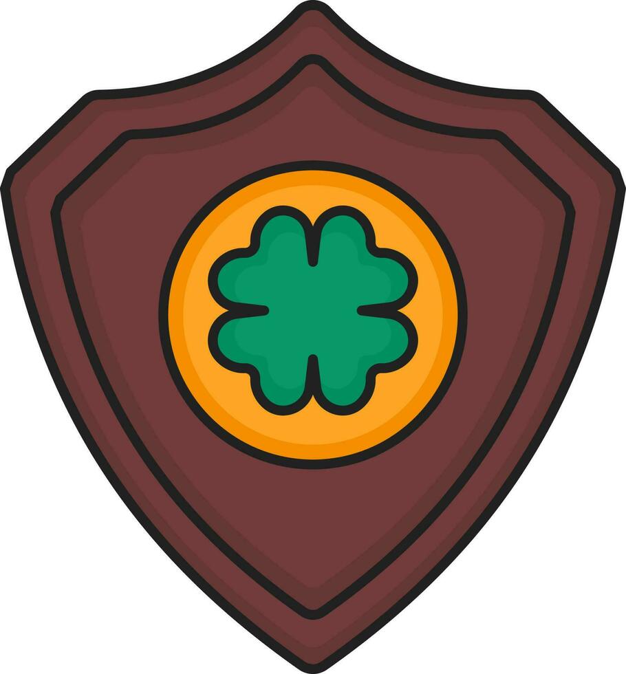 Illustration of Clover Leaf With Shield Flat Icon. vector