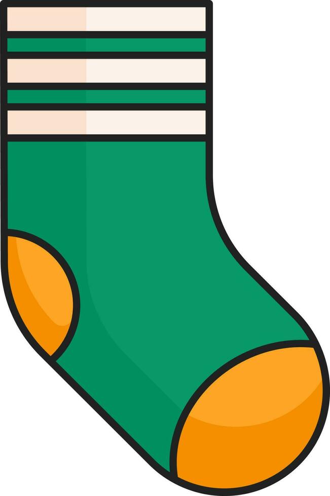 Green And Orange Socks Flat Icon. vector