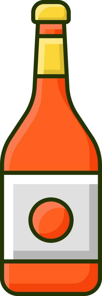 Isolated Beer Bottle Icon In Orange And Yellow Color. vector