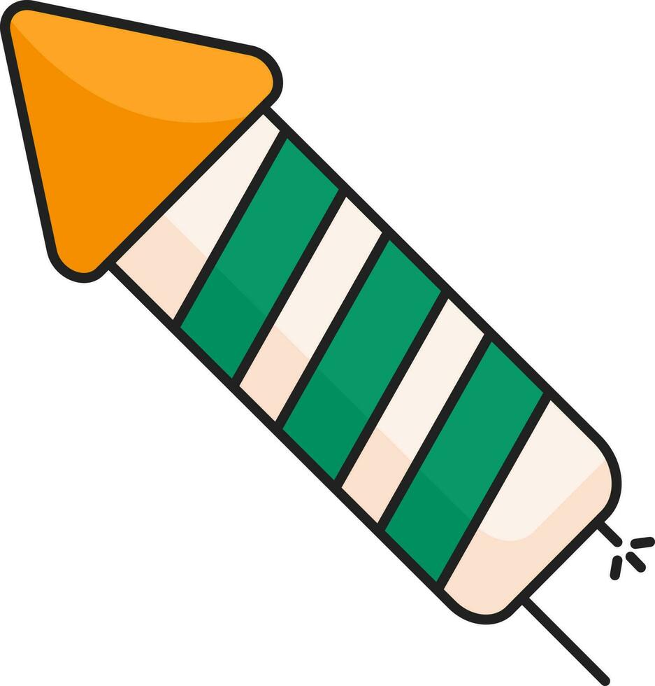 Isolated Burning Fireworks Rocket Flat Icon. vector