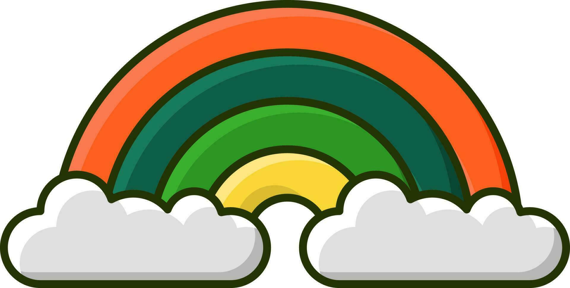 plano estilo arco iris nube vistoso icono. vector