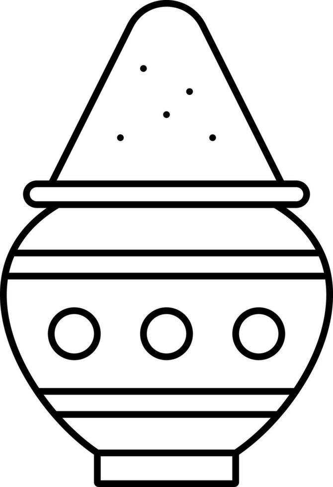 Black Stroke Illustration Of Vermilion Pot Icon. vector
