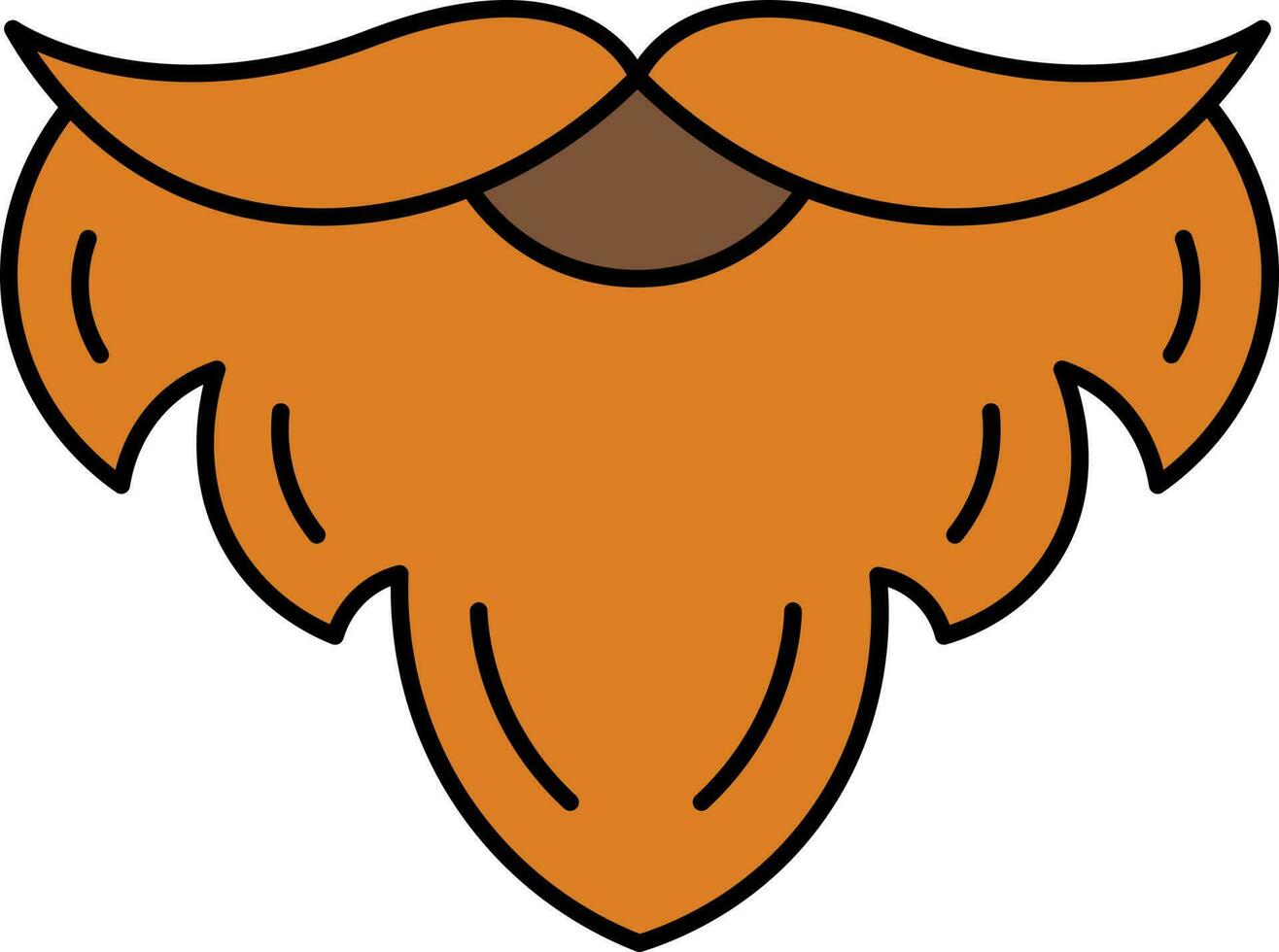 Orange Beard Icon In Flat Style. vector