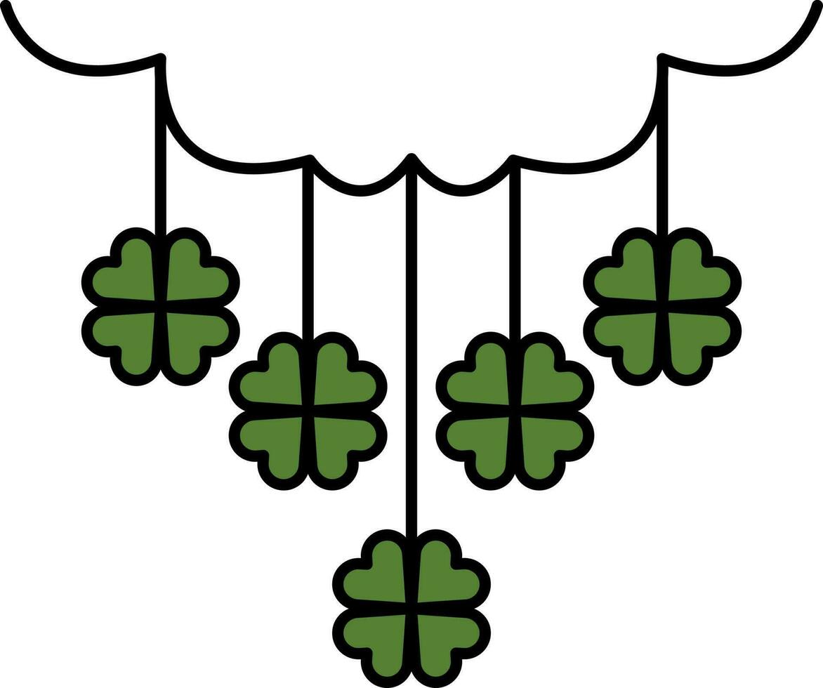 Clover Garland Icon In Green Color. vector