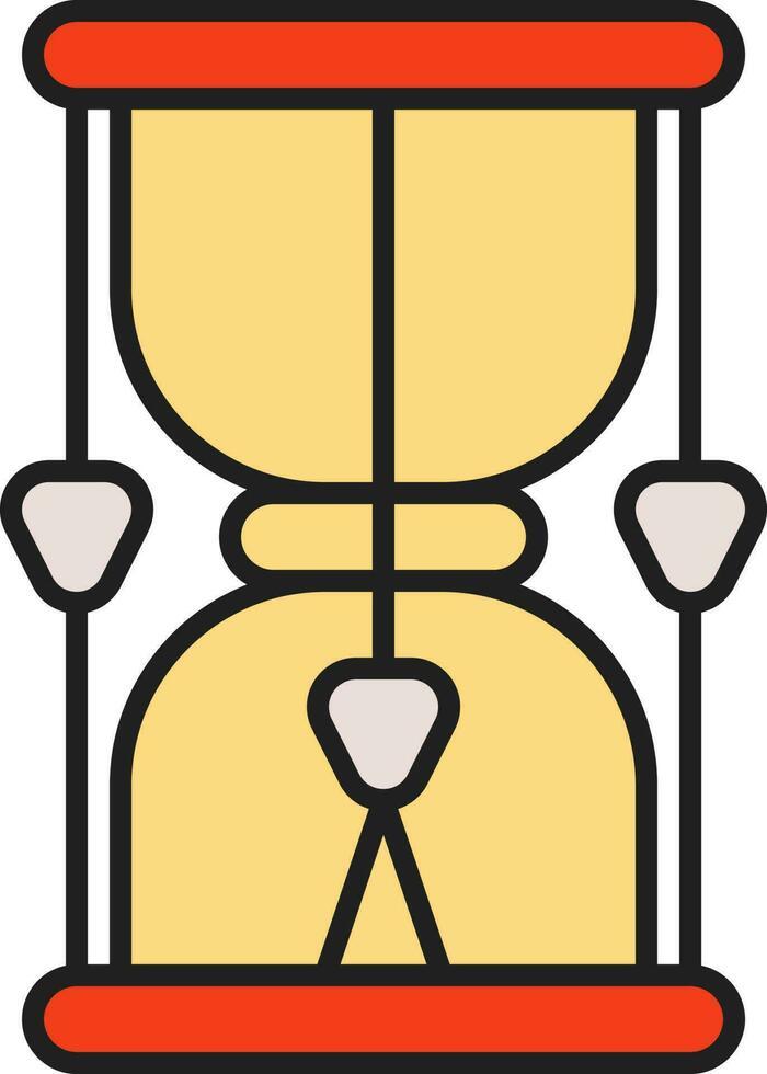 Musical Drum Flat Icon In Yellow And Red Color. vector